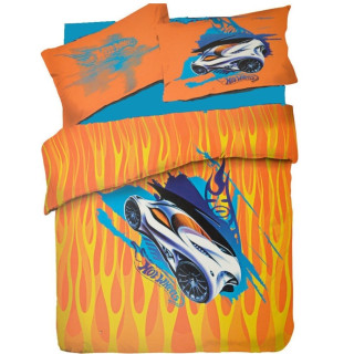 ΣΕΤ ΣΕΝΤΟΝΙΑ ΗΜΙΔΙΠΛΑ 170X260 HOT WEELS πορτοκαλί