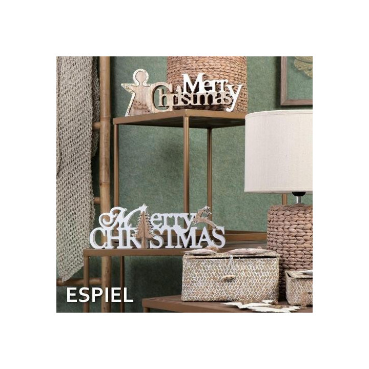 Χριστουγεννιάτικη Πινακίδα Ξύλινη Καφέ Merry Christmas 30x3x12cm