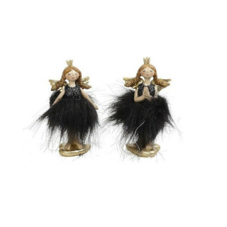 Χριστουγεννιάτικο Αγγελάκι Μαύρο με Χρυσά Φτερά 10.5cm MT2660K4