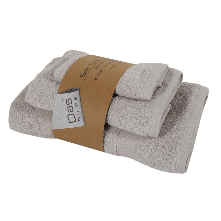 Πετσέτες Μπάνιου (Σετ 3τμχ) Das Home Best Line 0596 Γκρι
