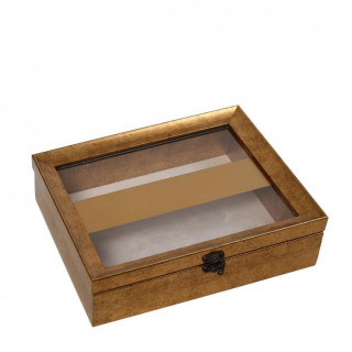 ΚΟΥΤΙ ΠΟΛΥΡΕΖ. ΜΕ ΓΥΑΛΙΝΟ ΚΑΠΑΚΙ ΧΡΥΣΗ ΡΙΓΑ 30x26x6εκ - MAF220