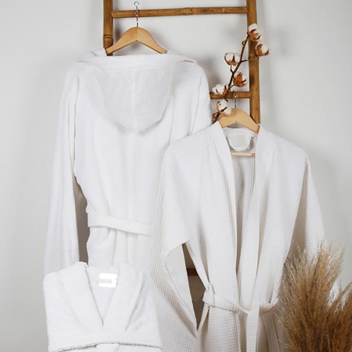 Μπουρνούζι πικέ Λευκό Hotel με γιακά 100% cotton