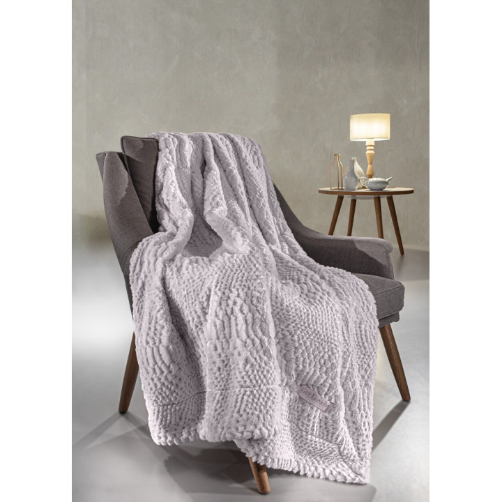 Γούνινο ριχτάρι.CRUSTY MELANZE μονοθέσιος 170X130 + ΜΑ. 40X40+3