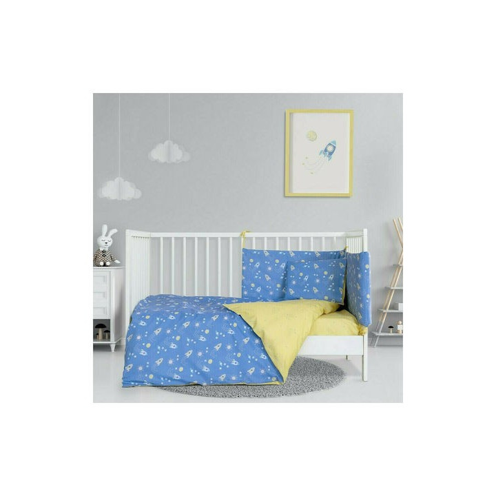 Kocoon Σετ Βρεφικά Σεντόνια Κούνιας Βαμβακερά Zeppelin Μπλε