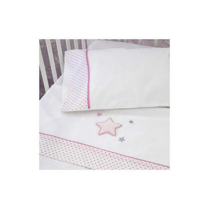 Σετ Βρεφικά Σεντόνια Κούνιας Βαμβακερά με Λάστιχο Star Birds