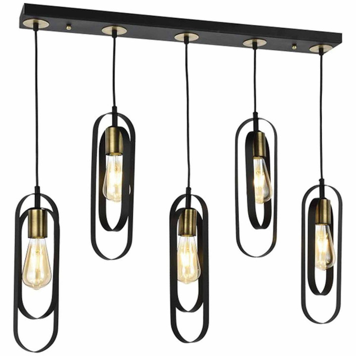 Φωτιστικό Κρεμαστό KOZ Πολύφωτο Μαύρο Μέταλλο 75x80cm