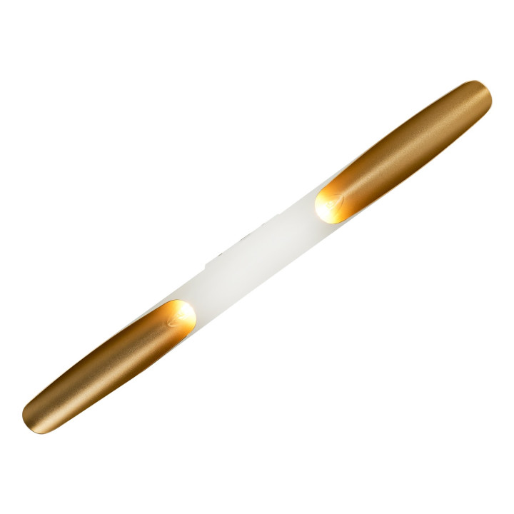 Φωτιστικό Τοίχου PAMPA Δίφωτο Λευκό/Χρυσό Μέταλλο/Αλουμίνιο