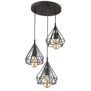 Φωτιστικό Κρεμαστό BIE Τρίφωτο Μαύρο Μέταλλο 40x75cm