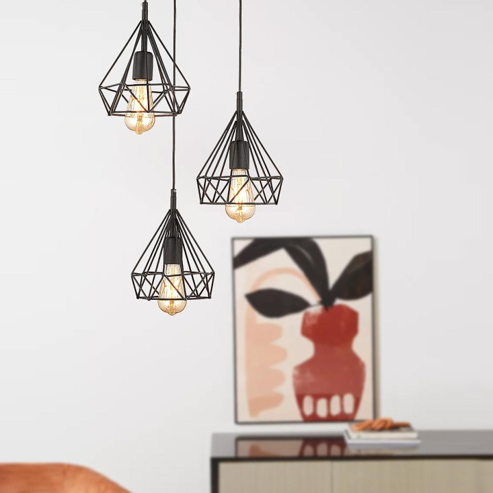 Φωτιστικό Κρεμαστό BIE Τρίφωτο Μαύρο Μέταλλο 40x75cm