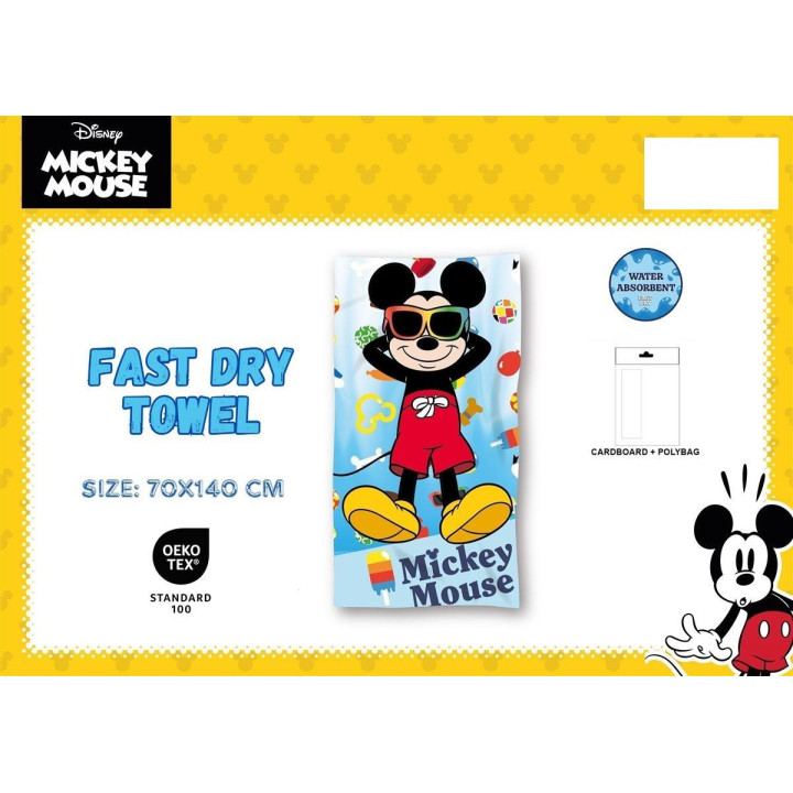 Πετσέτα Θαλάσσης Quick Dry Disney Home Mickey 01 70X140 Sky