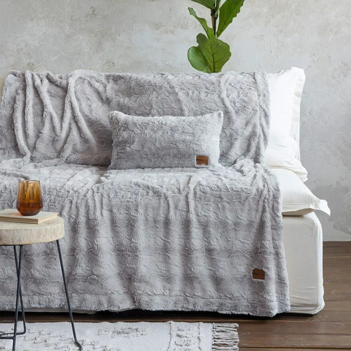 Κουβέρτα καναπέ 130x170 - Velure Light Gray