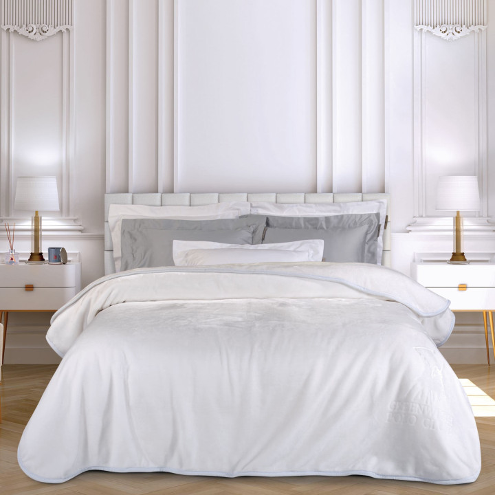 3470 ΚΟΥΒΕΡΤΑ VELOUR ΥΠΕΡΔΙΠΛΗ λευκη GREENWICH POLO CLUB
