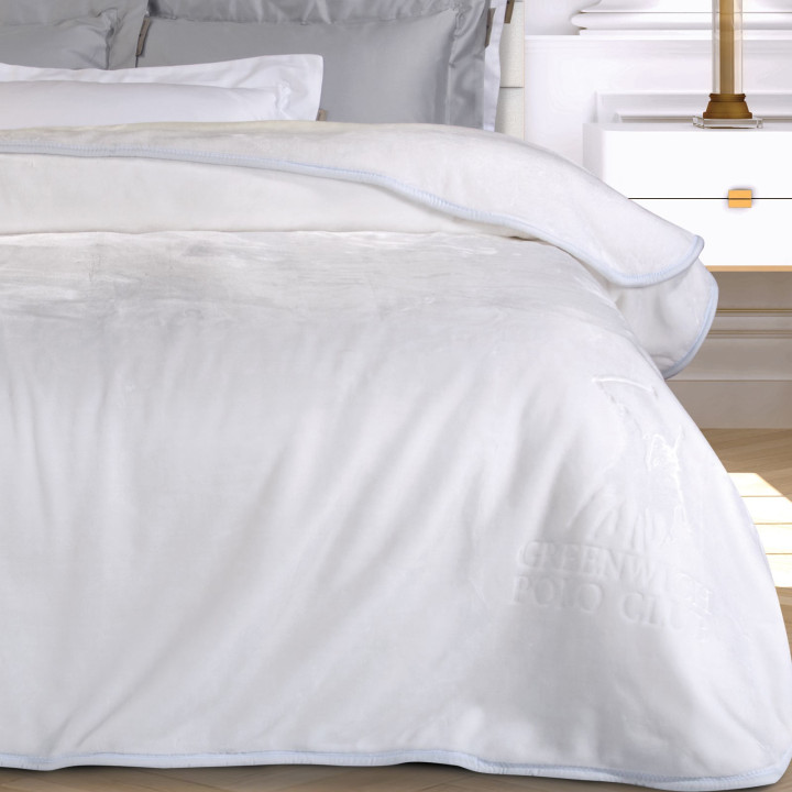 3470 ΚΟΥΒΕΡΤΑ VELOUR ΥΠΕΡΔΙΠΛΗ λευκη GREENWICH POLO CLUB