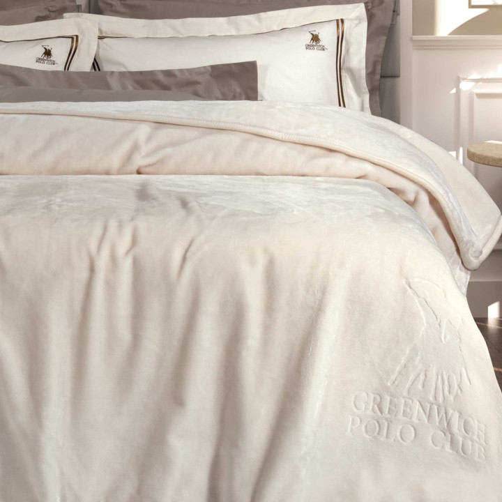 3441 ΚΟΥΒΕΡΤΑ VELOUR ΜΟΝΗ ΕΚΡΟΥ GREENWICH POLO CLUB