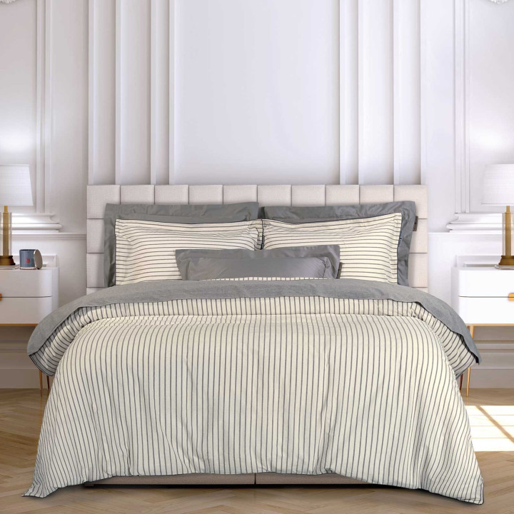 2296 ΣΕΤ ΣΕΝΤΟΝΙΑ prewashed GREY, WHITE KING SIZE GREENWICH