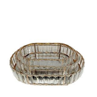 Δίσκοι Διακοσμητικοί Οβάλ Μεταλλικοί & Γυάλινοι Σετ 3τμχ –