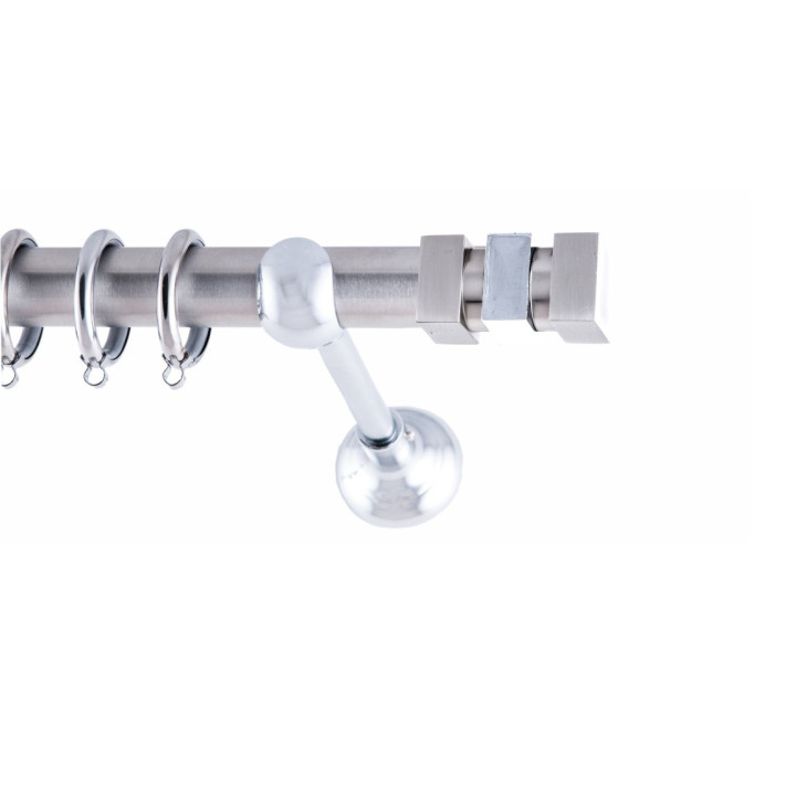 ΚΟΥΡΤΙΝΟΞΥΛΟ LECO FRANS Φ25 ΝΙΚΕΛ ΜΑΤ ΜΕ ΧΡΩΜΙΟ ΕΞΑΡΤΗΜΑΤΑ