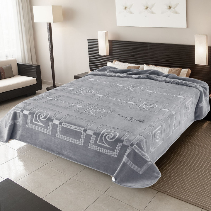 Κουβέρτα Βελουτέ Pierre Cardin 657 Υπέρδιπλη 220x240 Γκρι