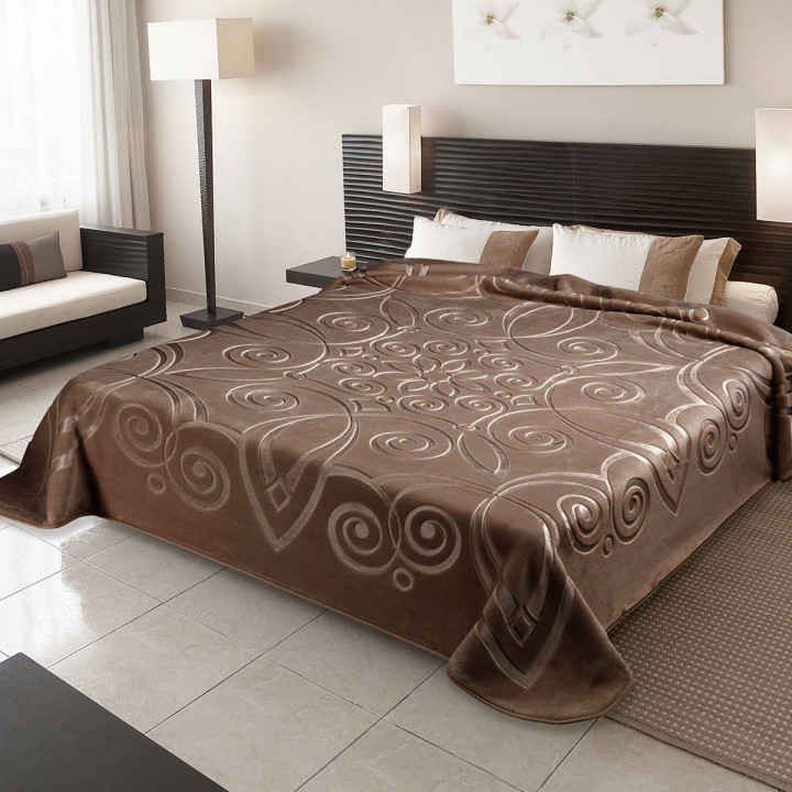 Κουβέρτα Βελουτέ BELPLA 516 Υπέρδιπλη 220x240 Καφέ