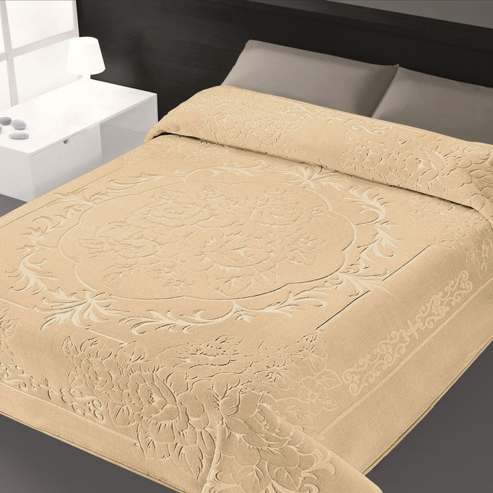 Κουβέρτα Βελουτέ BELPLA 502 Υπέρδιπλη 220x240 Μπεζ