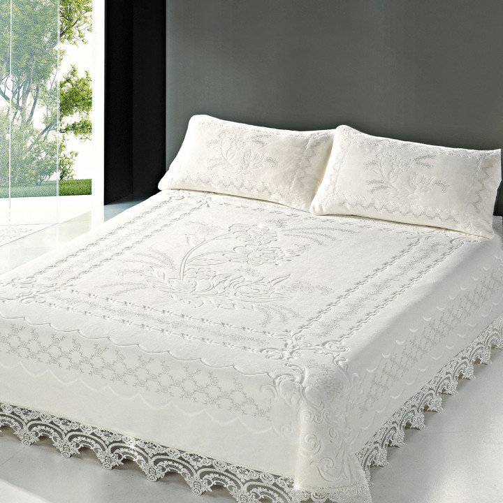 Σετ Κουβέρτα Βελουτέ BELPLA 820 Υπέρδιπλη 220x240 Λευκό