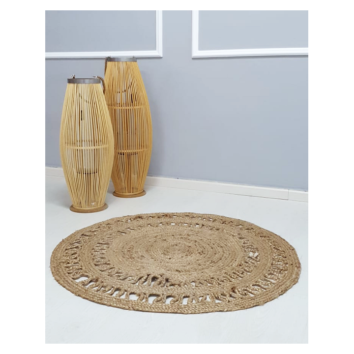 ΠΛΕΚΤΟ ΣΤΡΟΓΓΥΛΟ ΧΑΛΑΚΙ ΓΙΟΥΤΑ LACE NATURAL ΜΠΕΖ- ΔΙΑΜ.120