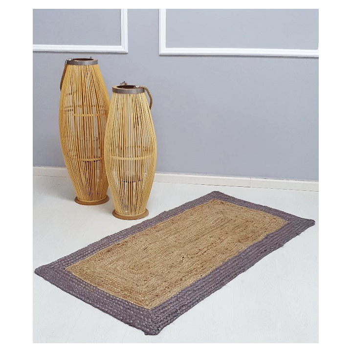 ΠΛΕΚΤΟ ΟΡΘΟΓΩΝΙΟ ΧΑΛΙ ΓΙΟΥΤΑ ΜΕ ΓΚΡΙ ΚΟΡΝΙΖΑ 70Χ140cm